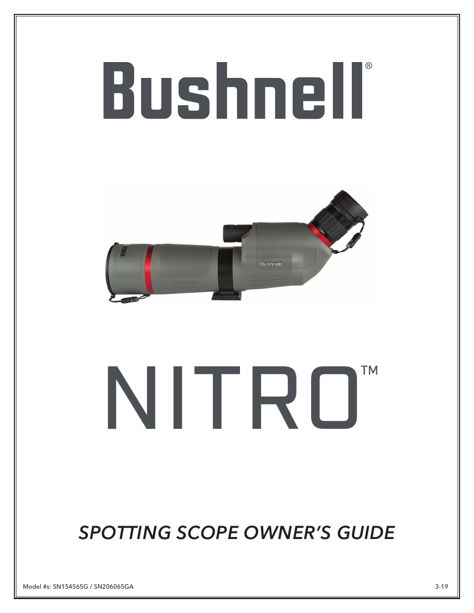 Bushnell Nitro 20-60x65 Spotting Scope (Angled Viewing) User Manual | 24 pages