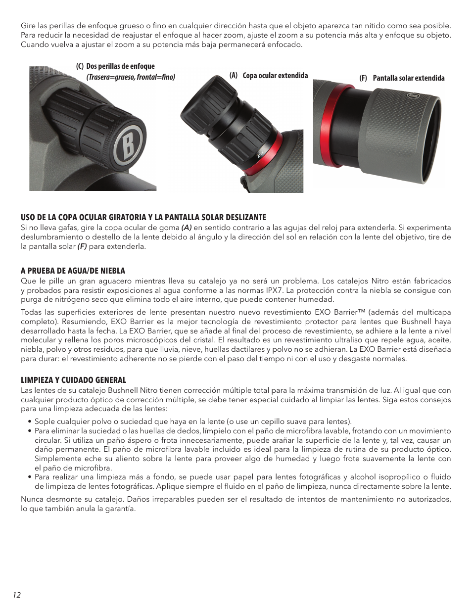 Bushnell Nitro 20-60x65 Spotting Scope (Angled Viewing) User Manual | Page 12 / 24