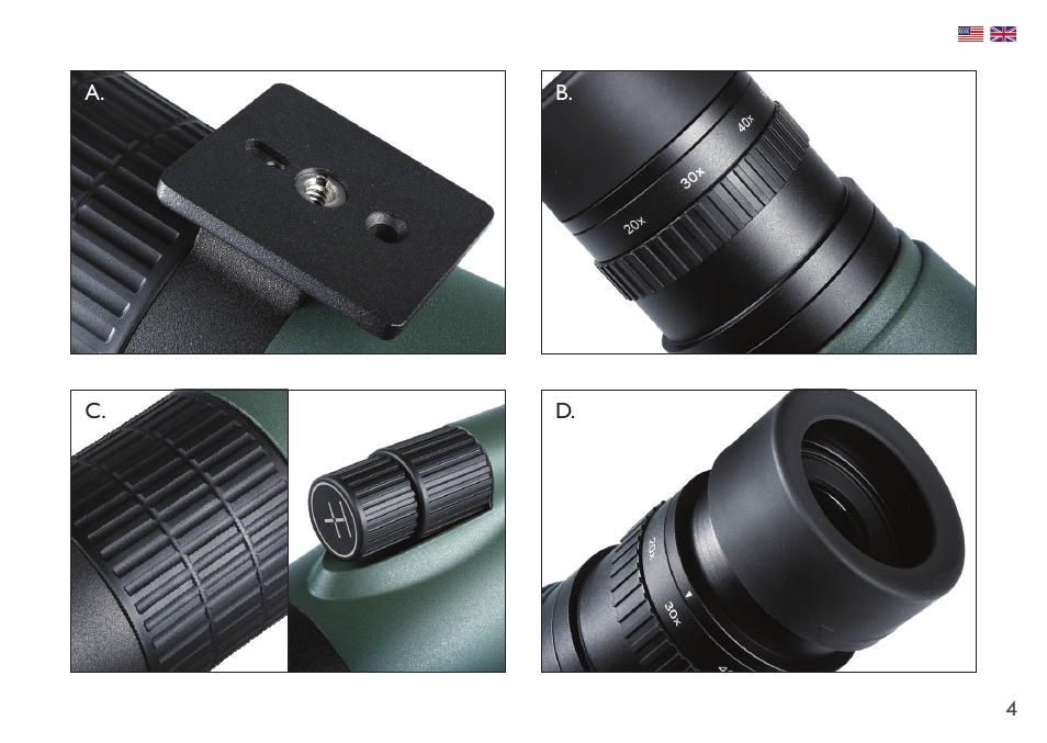 Hawke Sport Optics Endurance ED 13-39x50 Spotting Scope (Angled Viewing) User Manual | Page 4 / 23