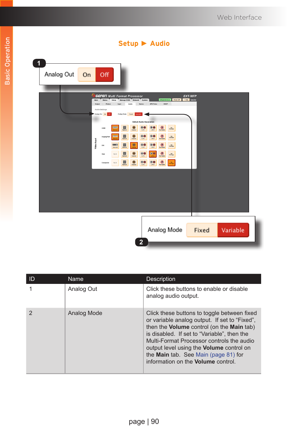 Setup ► audio, Page | 90 | Gefen EXT-MFP Audio/Video Multi-Format Processor User Manual | Page 100 / 258