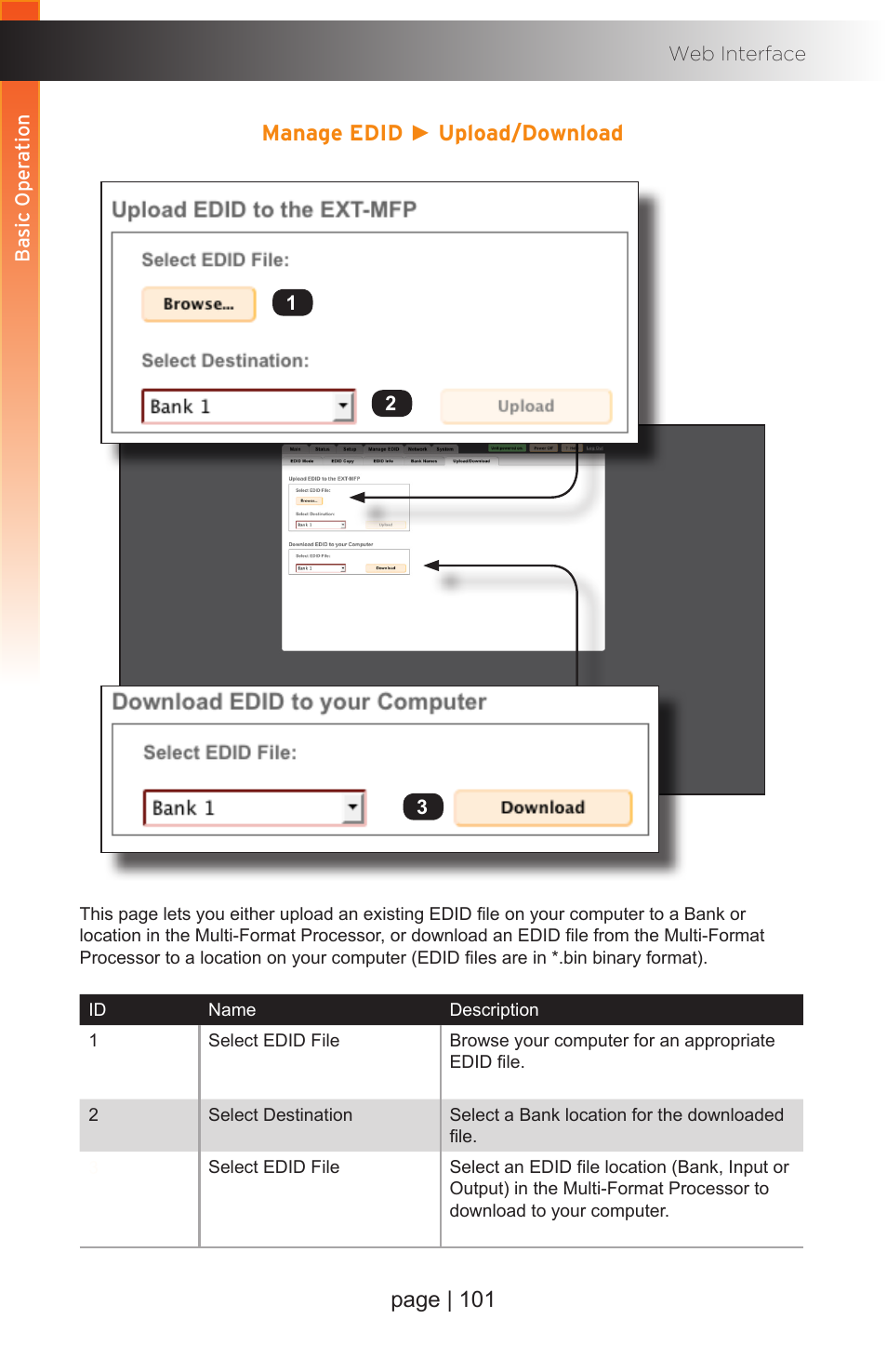 Manage edid ► upload/download, Page | 101 | Gefen EXT-MFP Audio/Video Multi-Format Processor User Manual | Page 111 / 258