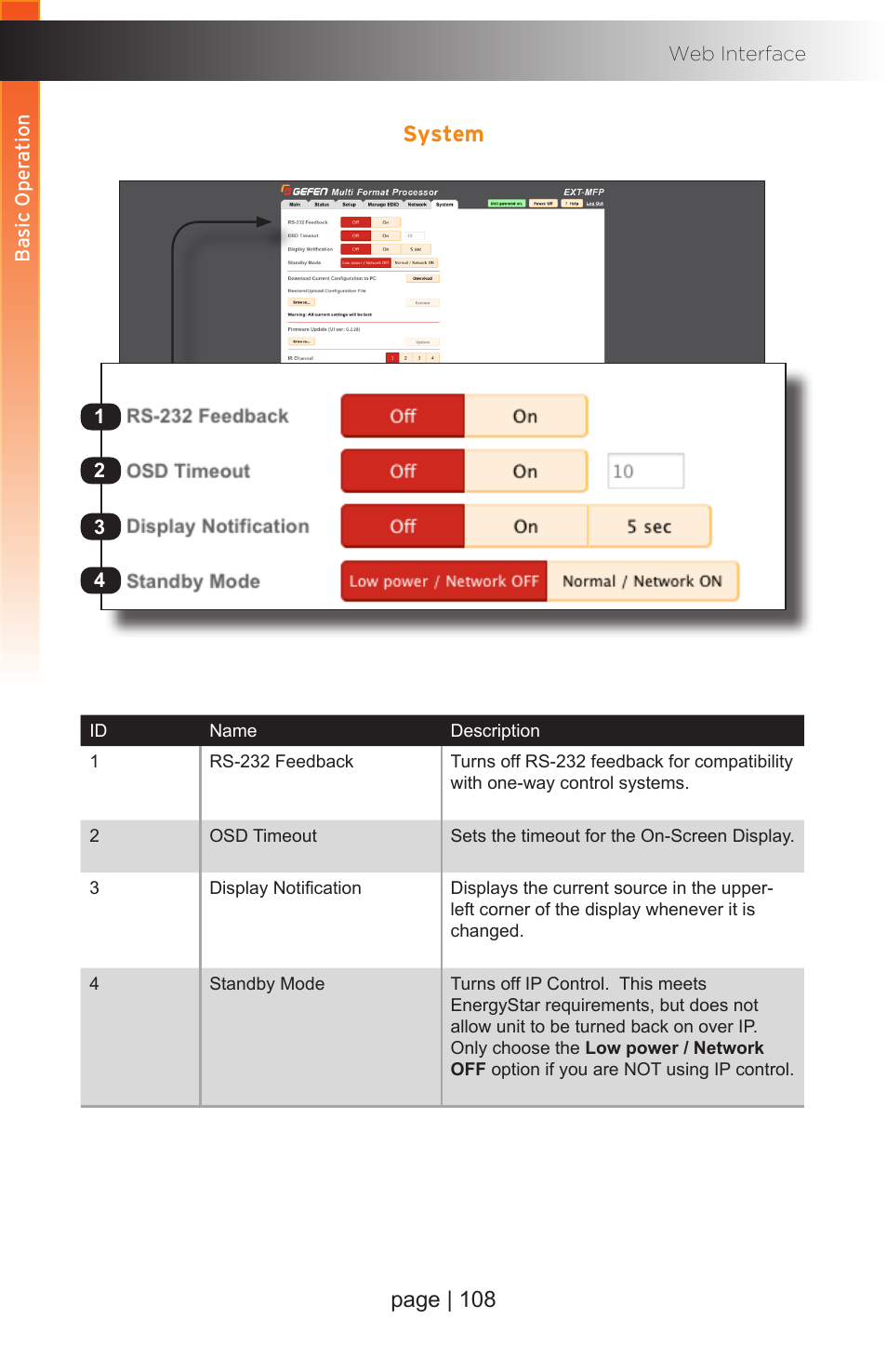 System, Page | 108 | Gefen EXT-MFP Audio/Video Multi-Format Processor User Manual | Page 118 / 258