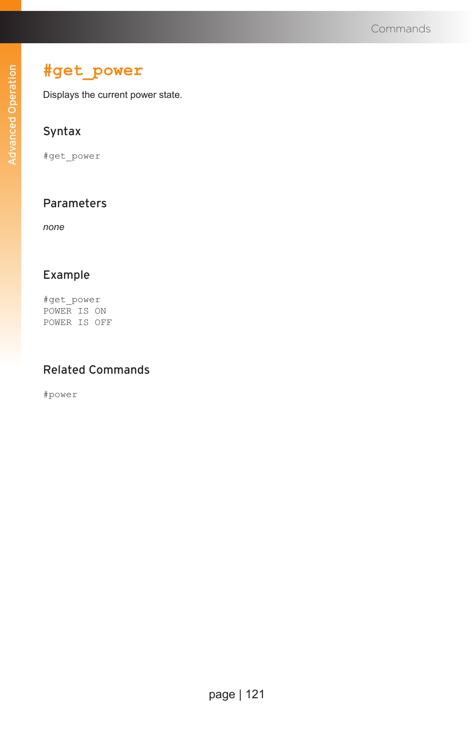 Get_power | Gefen EXT-MFP Audio/Video Multi-Format Processor User Manual | Page 131 / 258