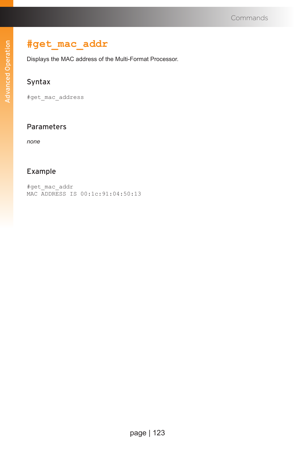 Get_mac_addr | Gefen EXT-MFP Audio/Video Multi-Format Processor User Manual | Page 133 / 258