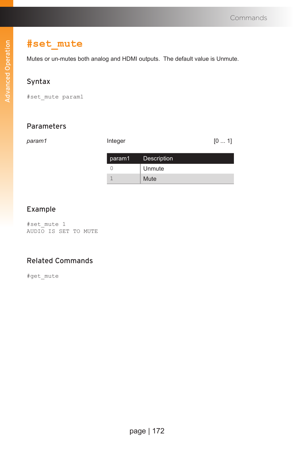 Set_mute | Gefen EXT-MFP Audio/Video Multi-Format Processor User Manual | Page 182 / 258