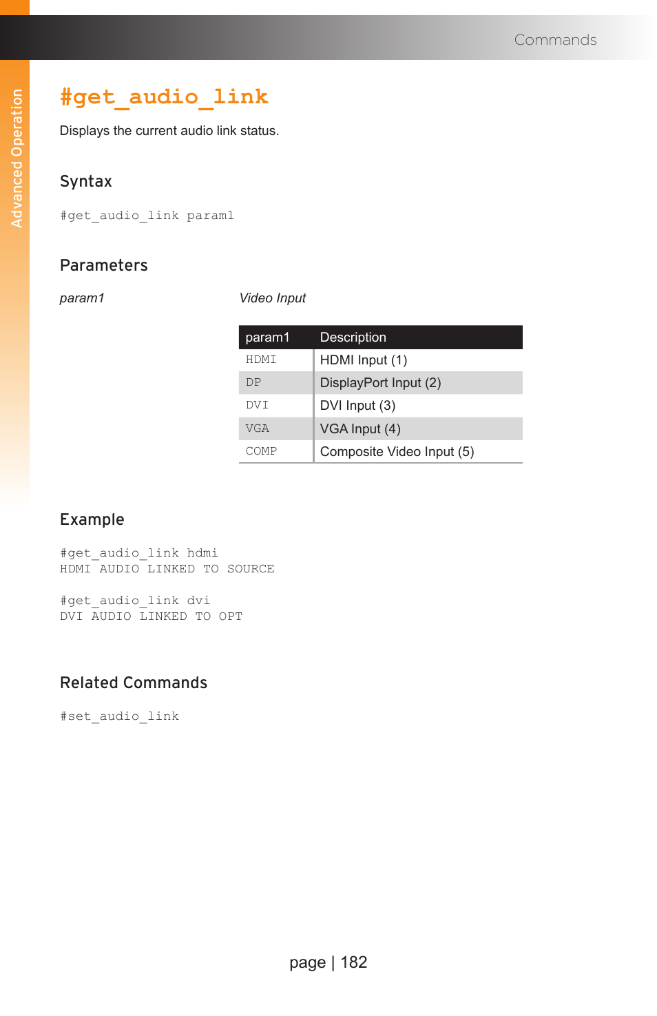 Get_audio_link | Gefen EXT-MFP Audio/Video Multi-Format Processor User Manual | Page 192 / 258