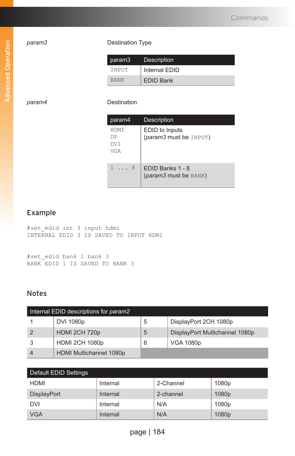 Page | 184, Example | Gefen EXT-MFP Audio/Video Multi-Format Processor User Manual | Page 194 / 258