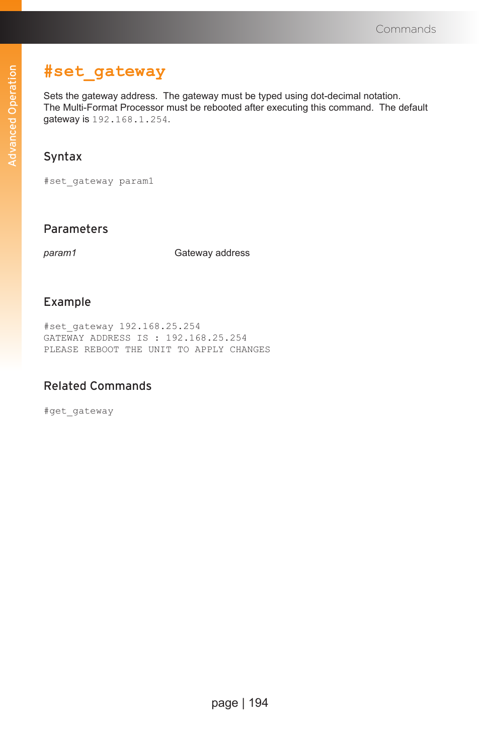 Set_gateway | Gefen EXT-MFP Audio/Video Multi-Format Processor User Manual | Page 204 / 258