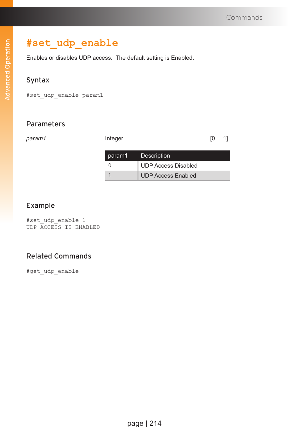 Set_udp_enable | Gefen EXT-MFP Audio/Video Multi-Format Processor User Manual | Page 224 / 258