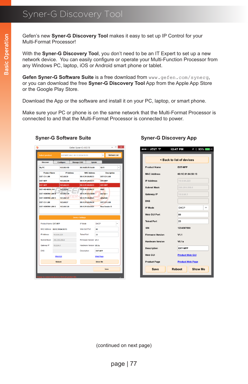 Syner-g discovery tool, Page | 77 | Gefen EXT-MFP Audio/Video Multi-Format Processor User Manual | Page 87 / 258