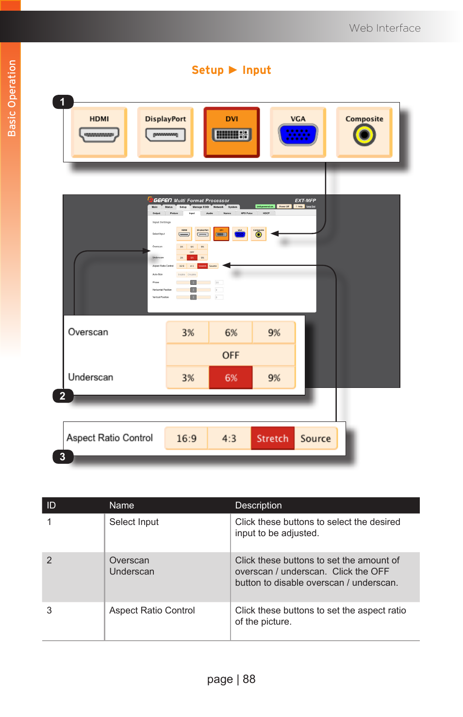 Setup ► input, Page | 88 | Gefen EXT-MFP Audio/Video Multi-Format Processor User Manual | Page 98 / 258