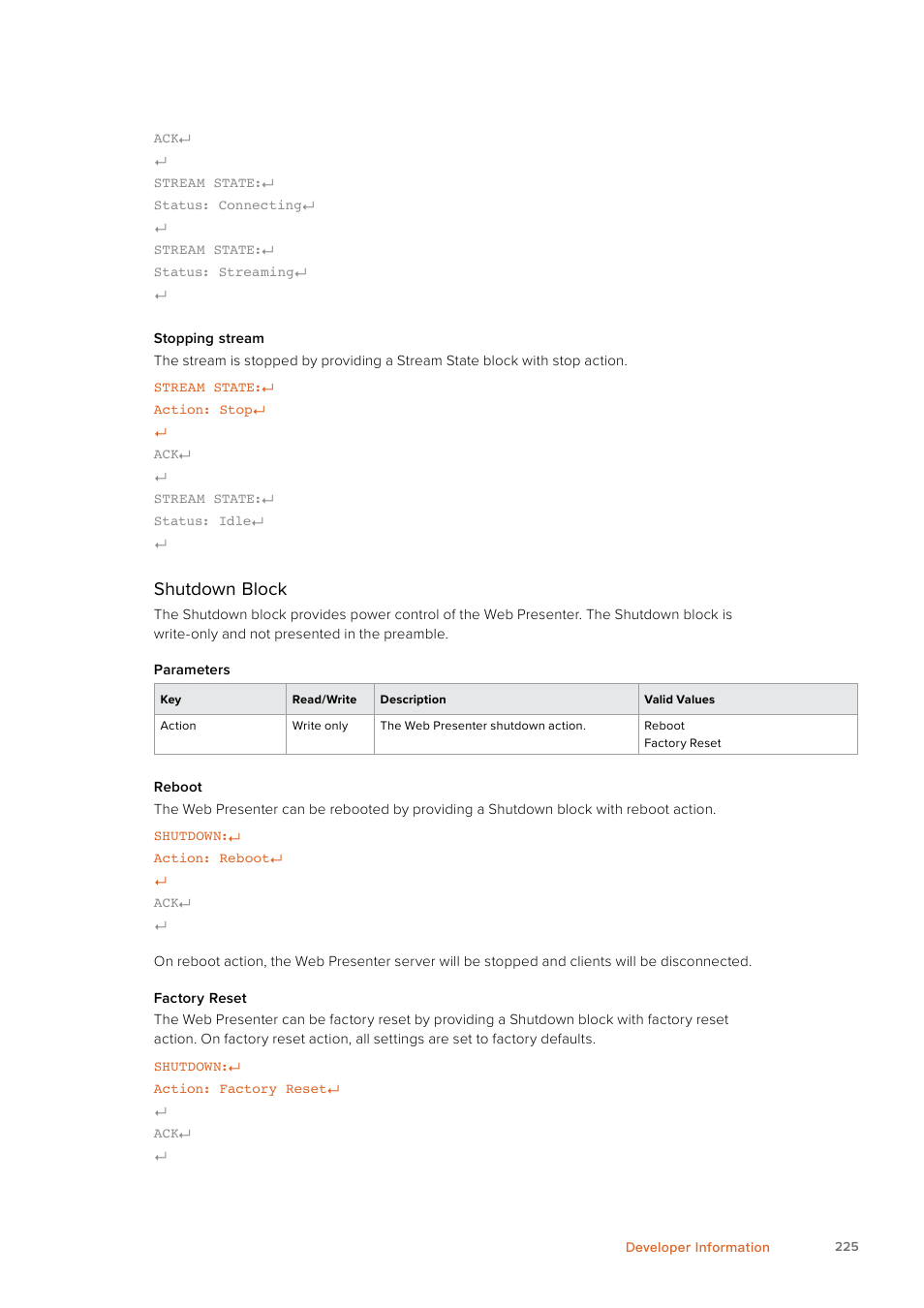 Shutdown, Block | Blackmagic Design Web Presenter 4K User Manual | Page 225 / 419