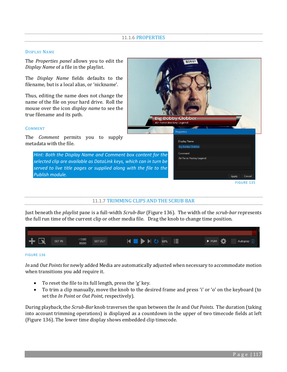 6 properties, 7 trimming clips and the scrub bar | NewTek TriCaster TC1 (2 RU) User Manual | Page 133 / 350