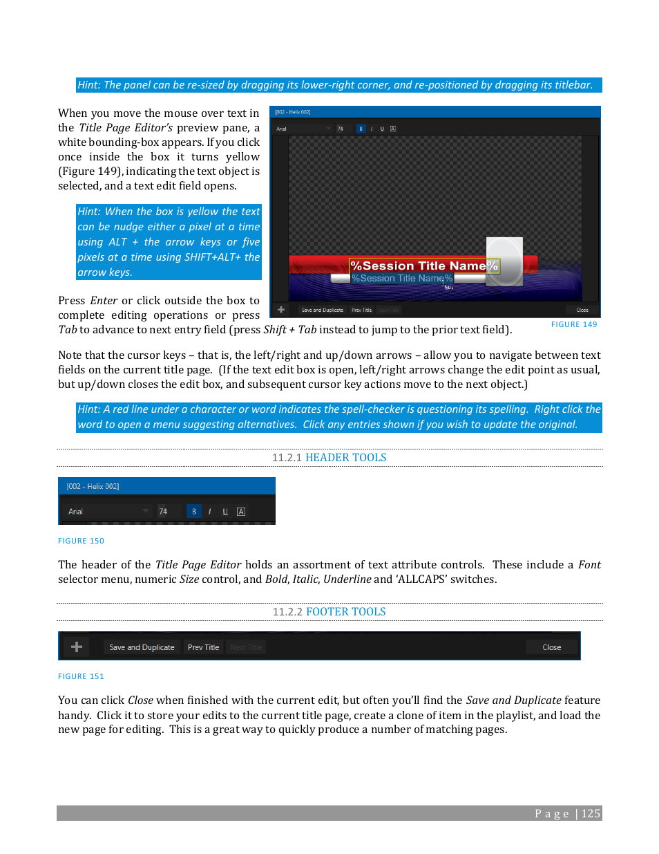 1 header tools, 2 footer tools | NewTek TriCaster TC1 (2 RU) User Manual | Page 141 / 350