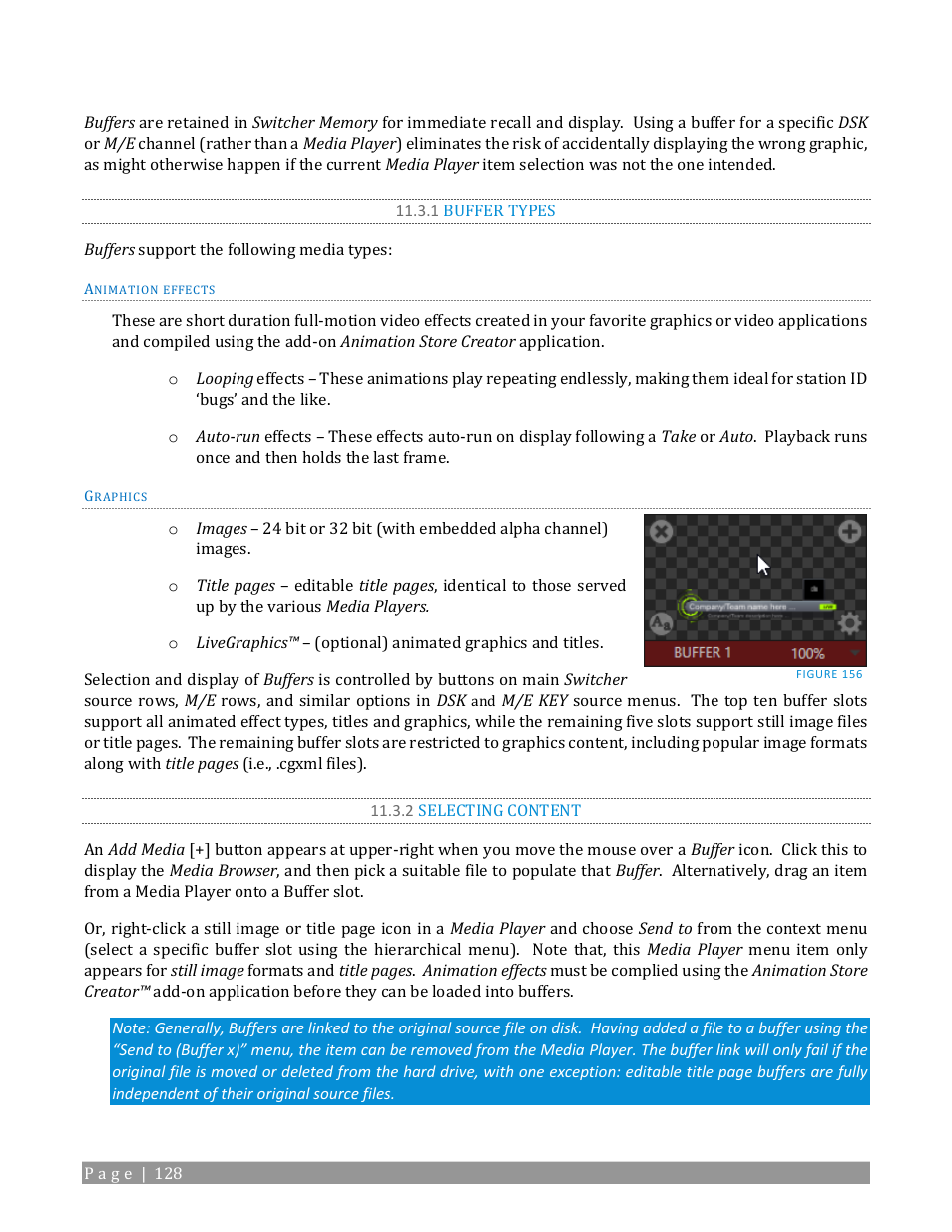 1 buffer types, 2 selecting content | NewTek TriCaster TC1 (2 RU) User Manual | Page 144 / 350