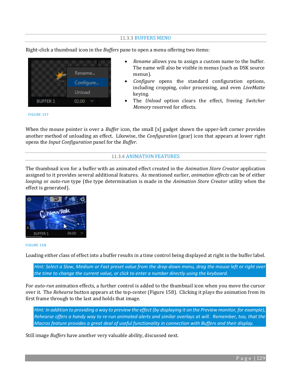 3 buffers menu, 4 animation features | NewTek TriCaster TC1 (2 RU) User Manual | Page 145 / 350