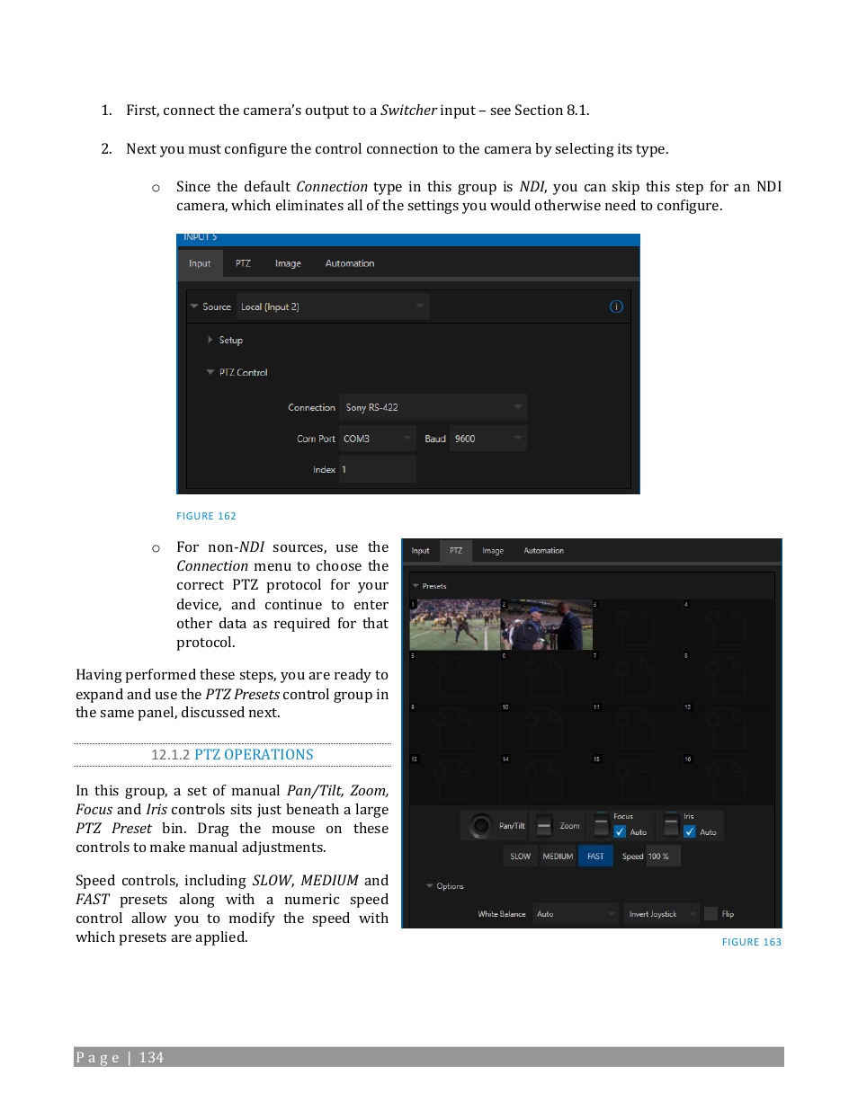 2 ptz operations | NewTek TriCaster TC1 (2 RU) User Manual | Page 150 / 350