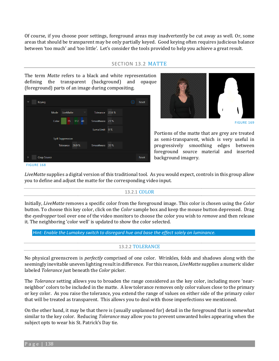 Section 13.2 matte, 1 color, 2 tolerance | NewTek TriCaster TC1 (2 RU) User Manual | Page 154 / 350