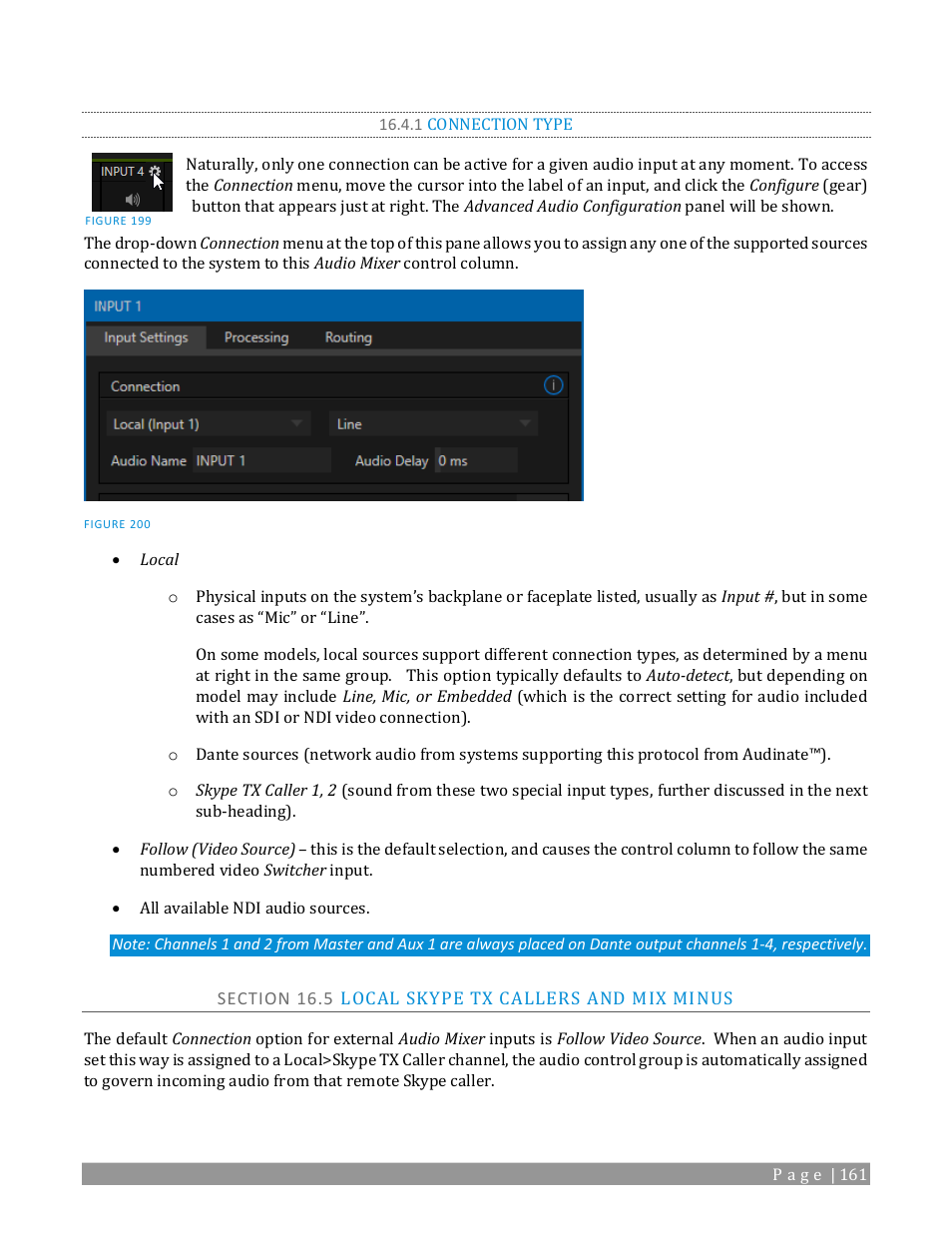 1 connection type, Section 16.5 local skype tx callers and mix minus | NewTek TriCaster TC1 (2 RU) User Manual | Page 177 / 350