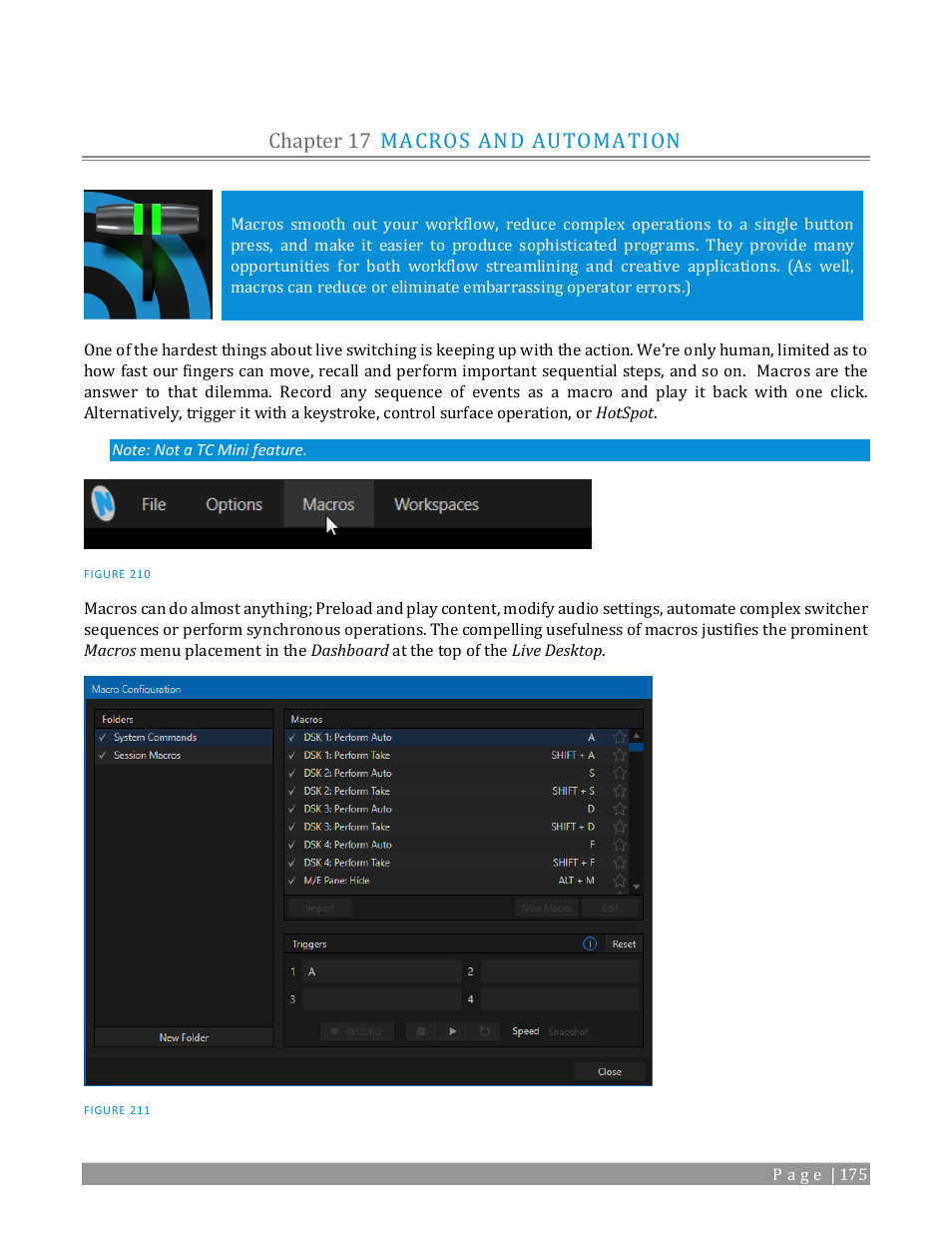 Chapter 17, Macros and automation, Ee chapter 17 | Chapter 17 macros and automation | NewTek TriCaster TC1 (2 RU) User Manual | Page 191 / 350