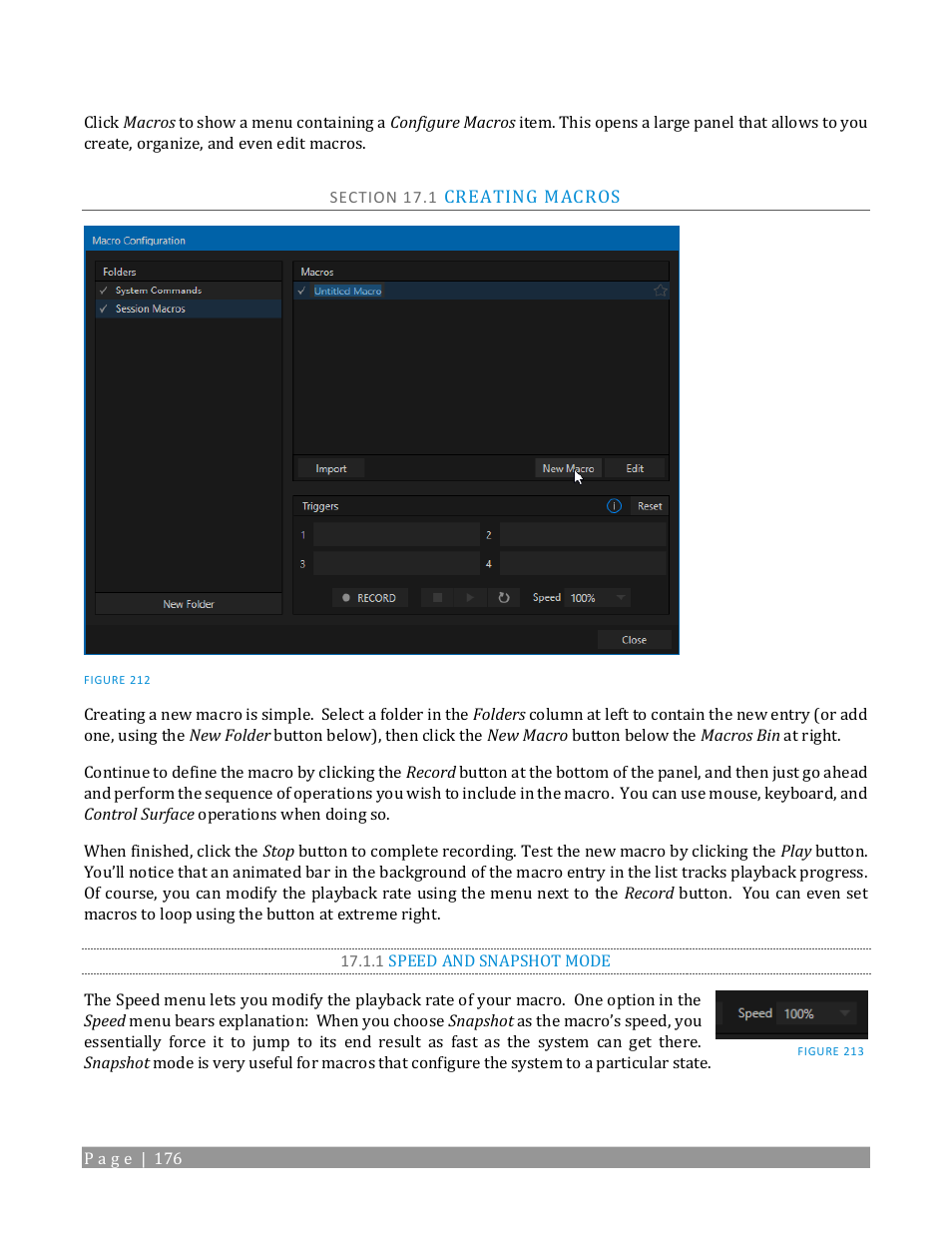 Section 17.1 creating macros, 1 speed and snapshot mode | NewTek TriCaster TC1 (2 RU) User Manual | Page 192 / 350