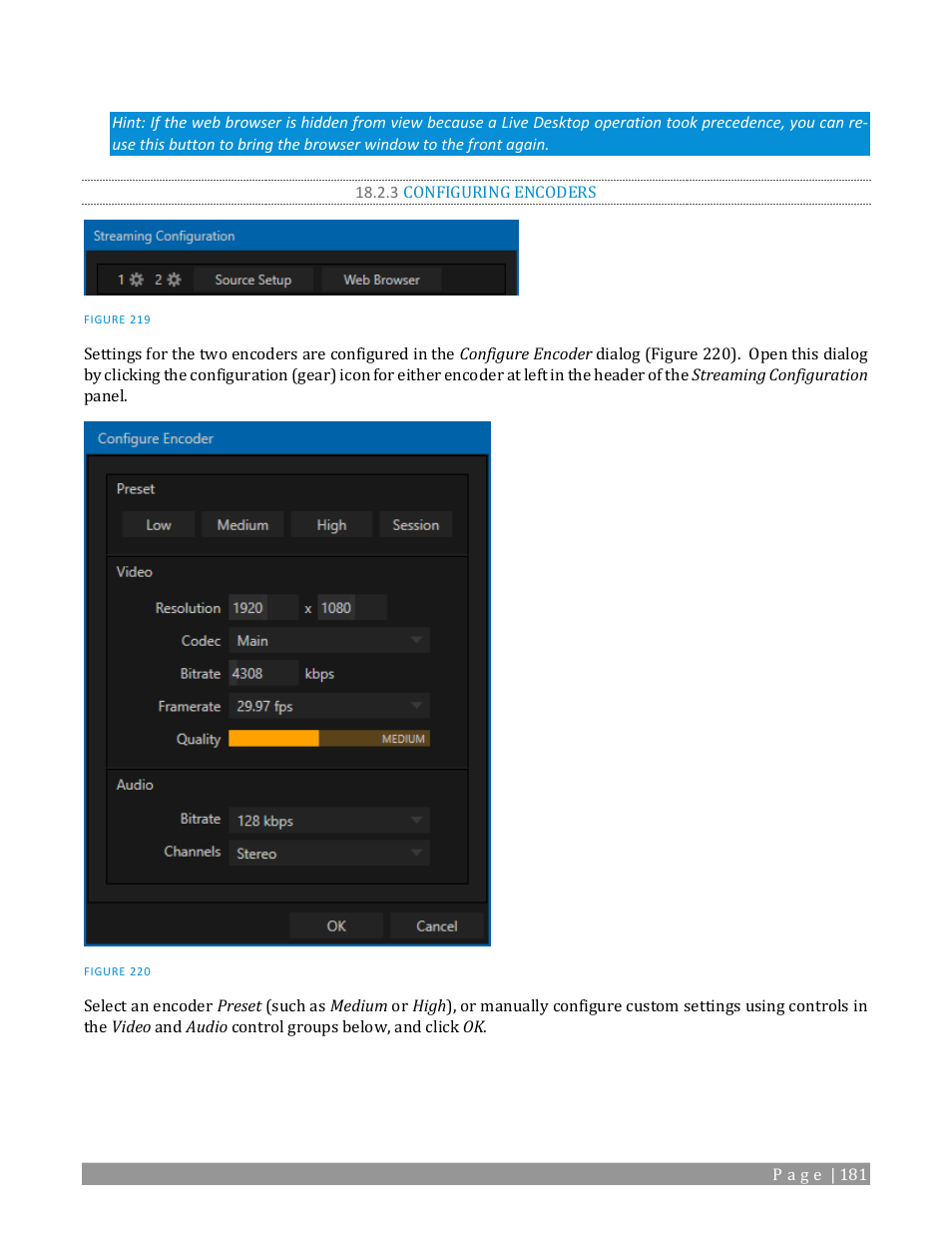 3 configuring encoders | NewTek TriCaster TC1 (2 RU) User Manual | Page 197 / 350