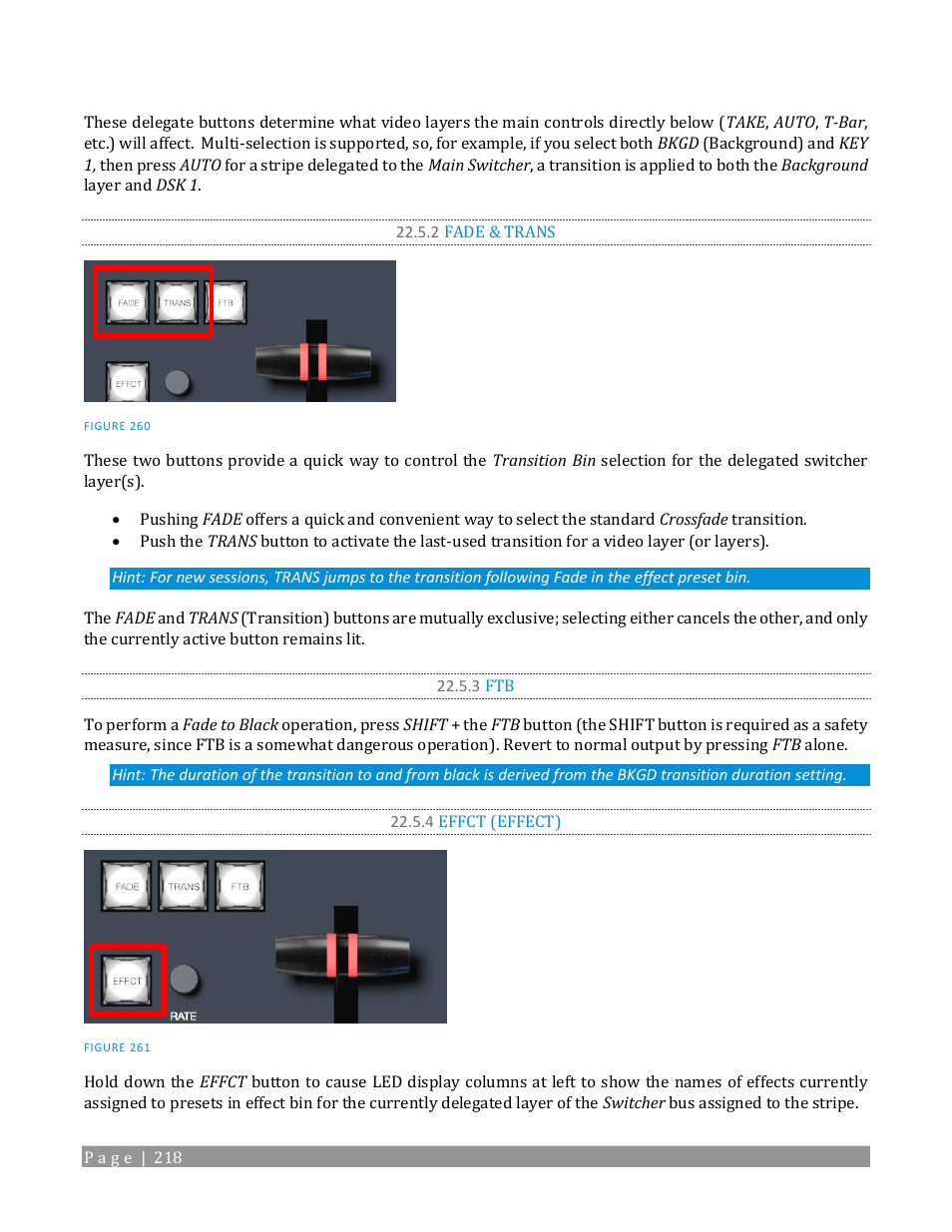 2 fade & trans, 3 ftb, 4 effct (effect) | NewTek TriCaster TC1 (2 RU) User Manual | Page 234 / 350