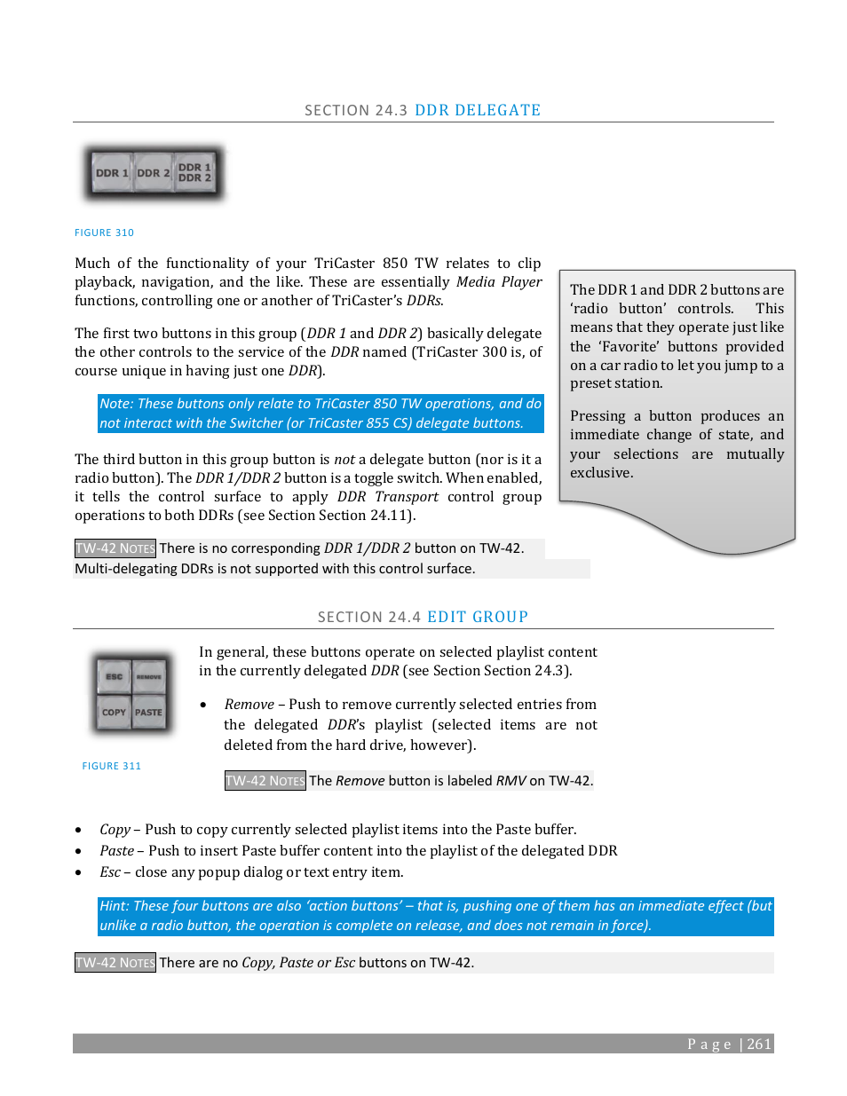 Section 24.4 edit group, Section 24.5 play speed | NewTek TriCaster TC1 (2 RU) User Manual | Page 277 / 350