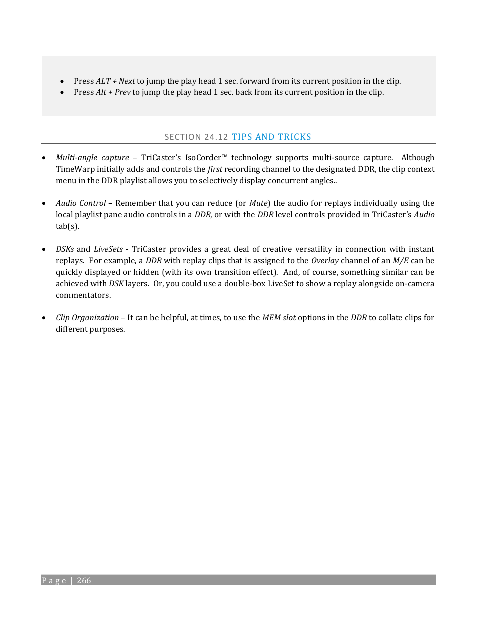 Section 24.12 tips and tricks | NewTek TriCaster TC1 (2 RU) User Manual | Page 282 / 350