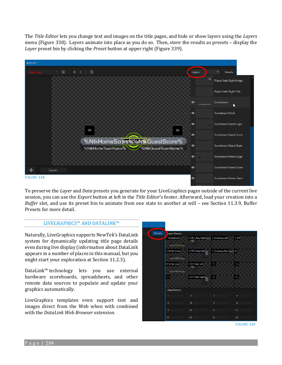 Livegraphics™ and datalink | NewTek TriCaster TC1 (2 RU) User Manual | Page 300 / 350