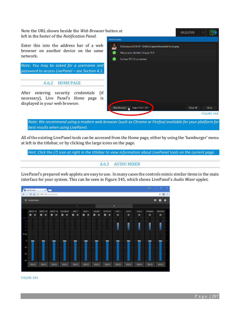 A.6.2, A.6.3, Audio mixer | NewTek TriCaster TC1 (2 RU) User Manual | Page 303 / 350