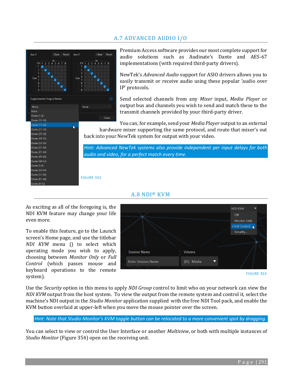 Advanced audio i/o | NewTek TriCaster TC1 (2 RU) User Manual | Page 307 / 350