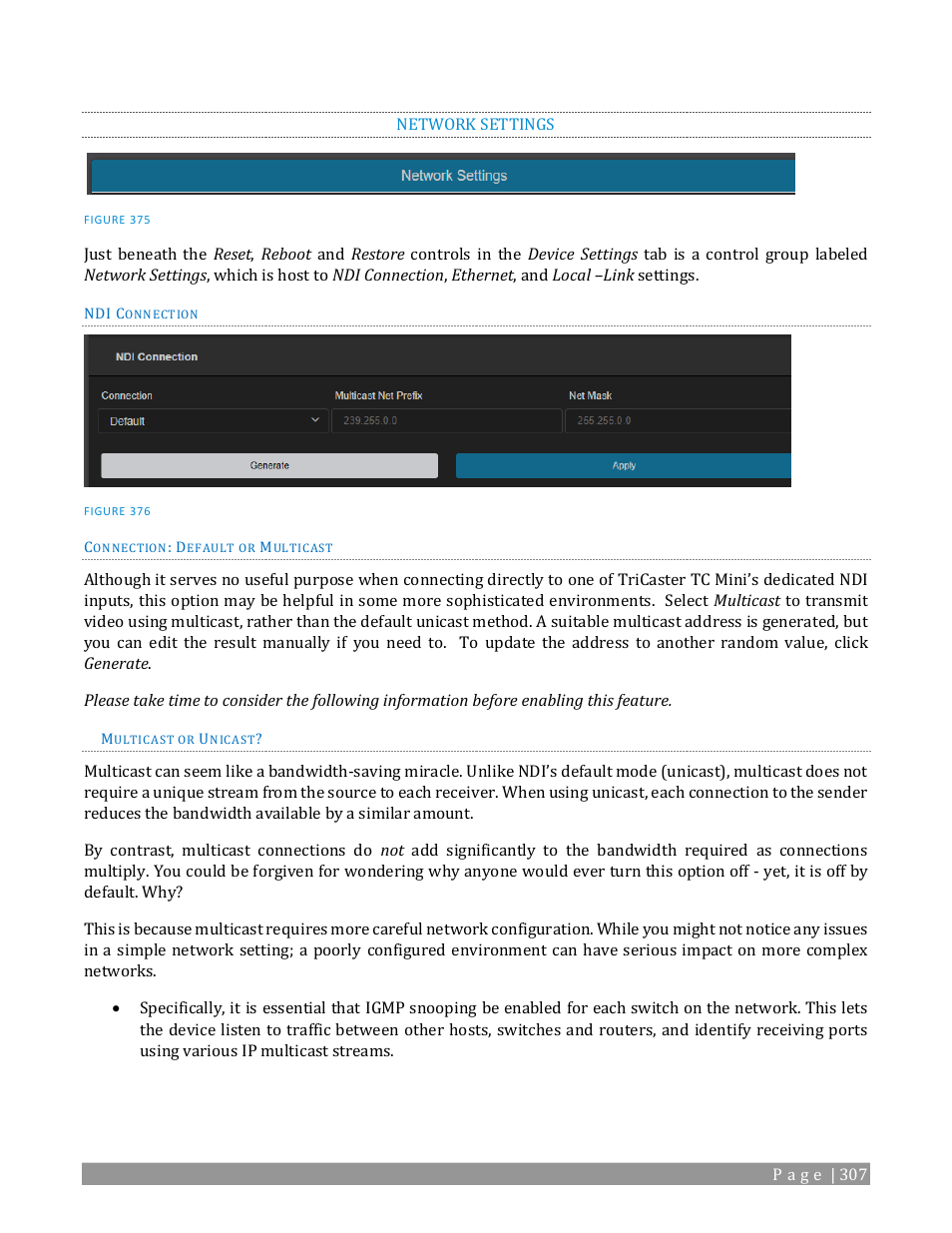 Network settings | NewTek TriCaster TC1 (2 RU) User Manual | Page 323 / 350