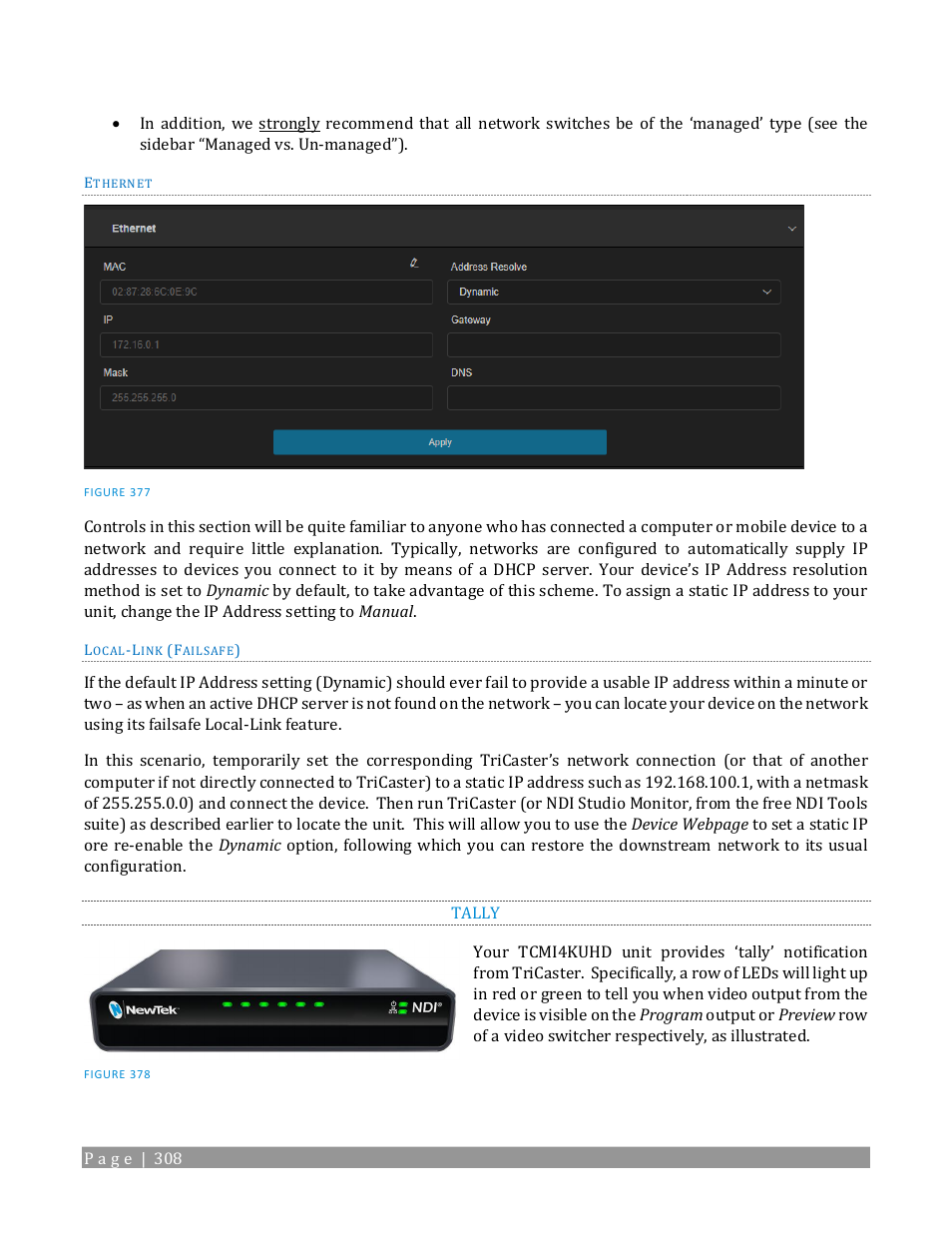 Tally | NewTek TriCaster TC1 (2 RU) User Manual | Page 324 / 350