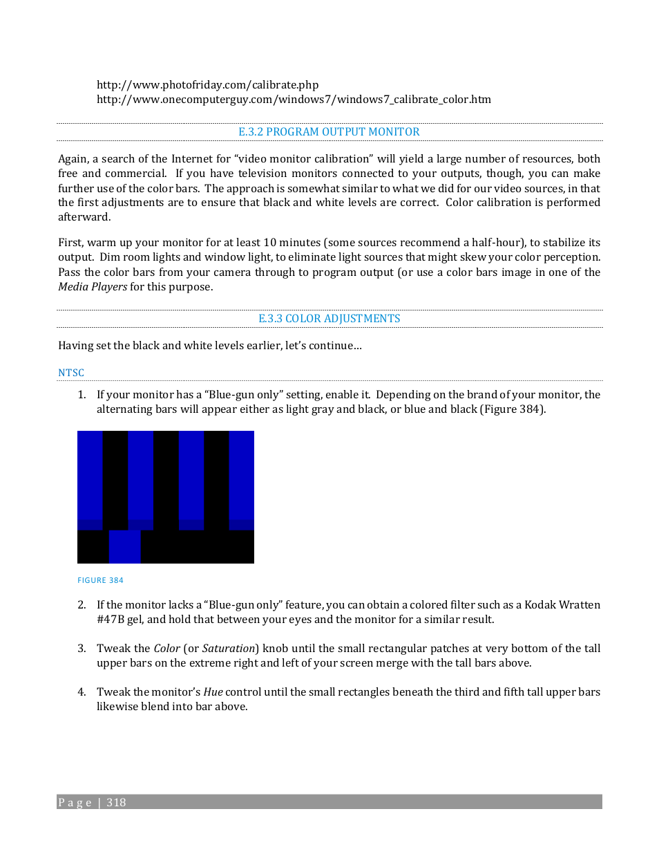 E.3.2, Program output monitor, E.3.3 | Color adjustments | NewTek TriCaster TC1 (2 RU) User Manual | Page 334 / 350