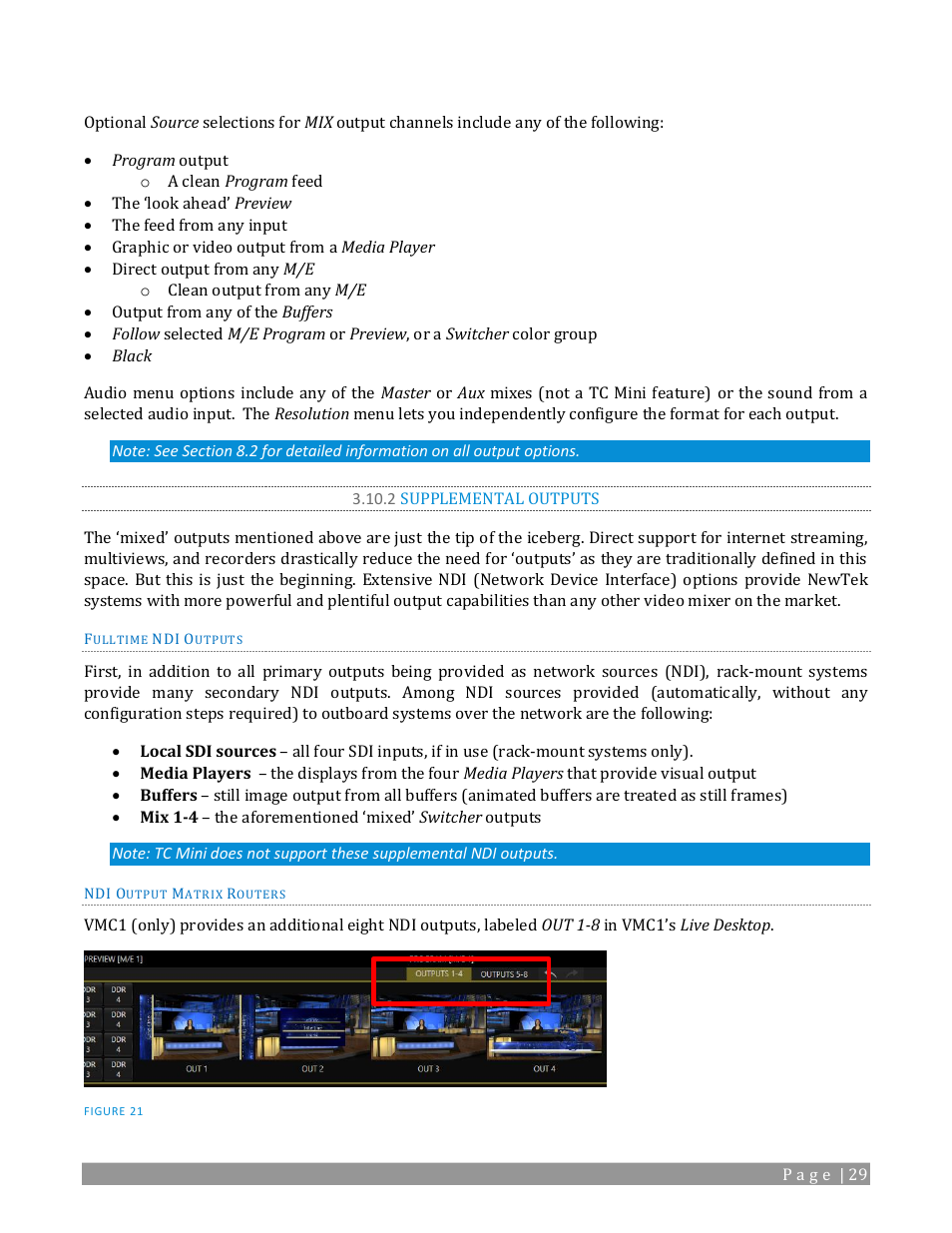 2 supplemental outputs | NewTek TriCaster TC1 (2 RU) User Manual | Page 45 / 350