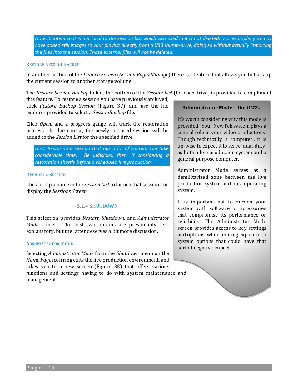 4 shutdown | NewTek TriCaster TC1 (2 RU) User Manual | Page 64 / 350