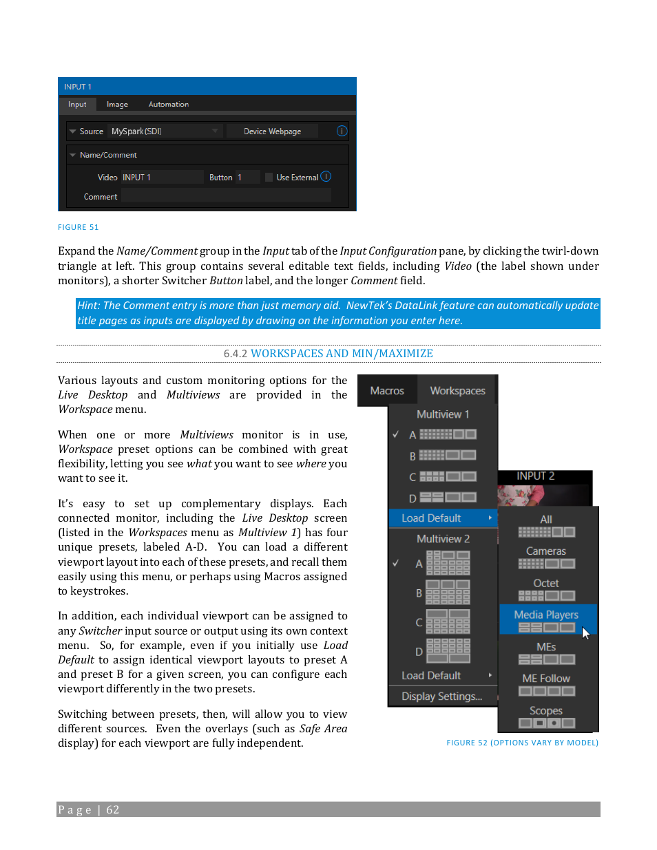 2 workspaces and min/maximize | NewTek TriCaster TC1 (2 RU) User Manual | Page 78 / 350