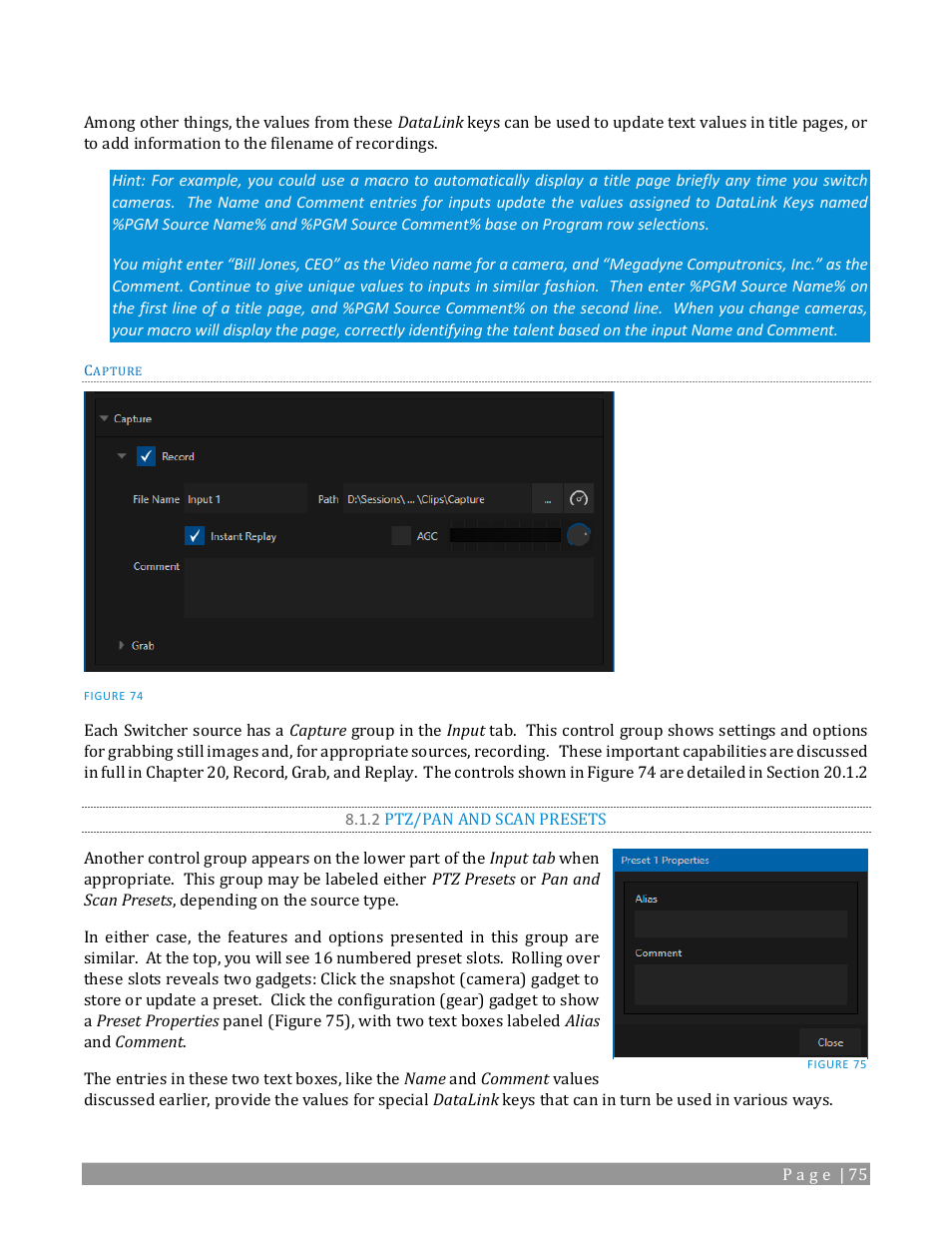 2 ptz/pan and scan presets | NewTek TriCaster TC1 (2 RU) User Manual | Page 91 / 350