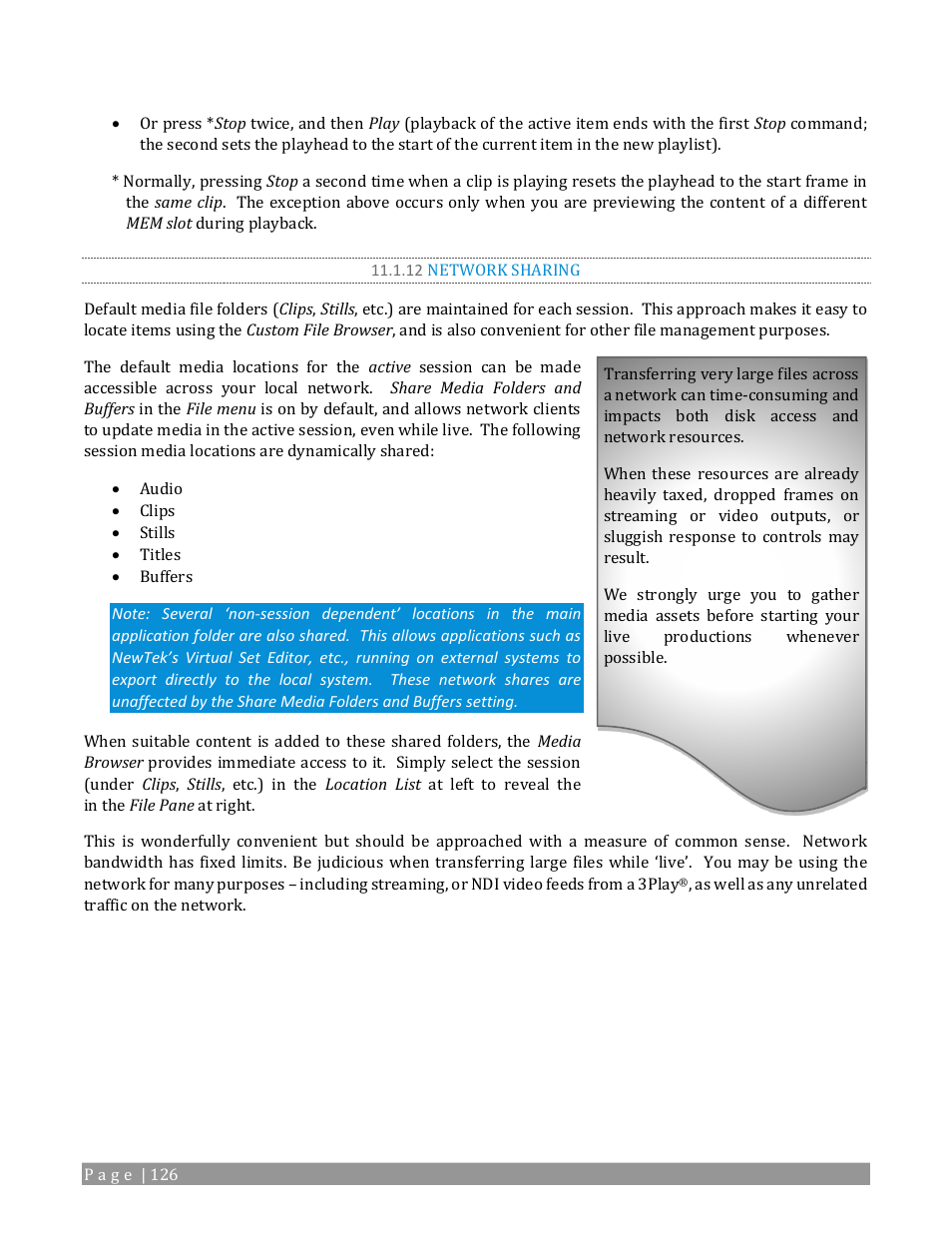 12 network sharing | NewTek TriCaster 2 Elite (3 RU) User Manual | Page 144 / 318