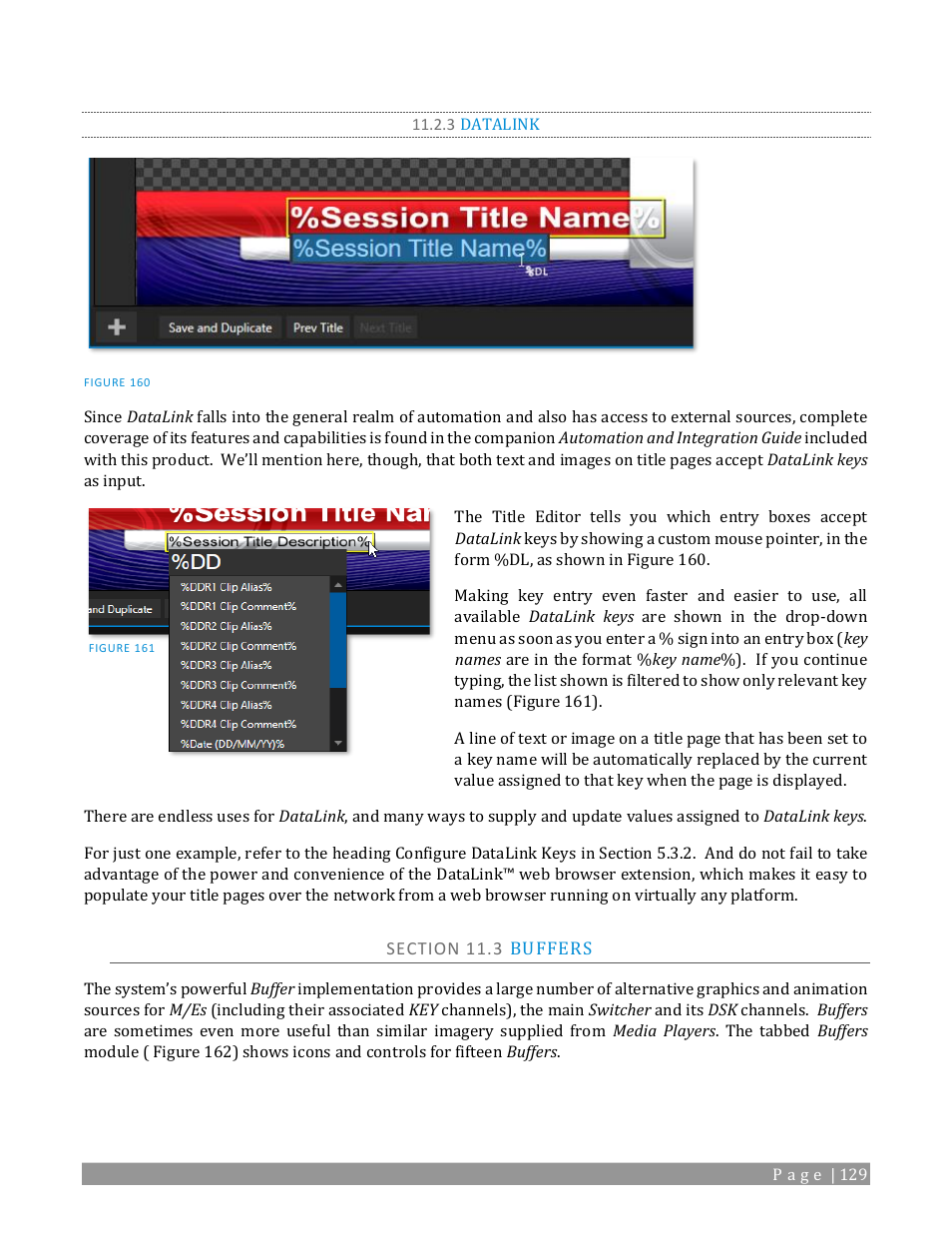 3 datalink, Section 11.3 buffers | NewTek TriCaster 2 Elite (3 RU) User Manual | Page 147 / 318