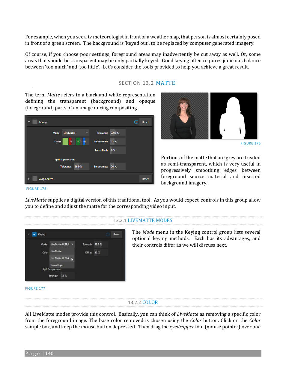 Section 13.2 matte, 1 livematte modes, 2 color | NewTek TriCaster 2 Elite (3 RU) User Manual | Page 158 / 318