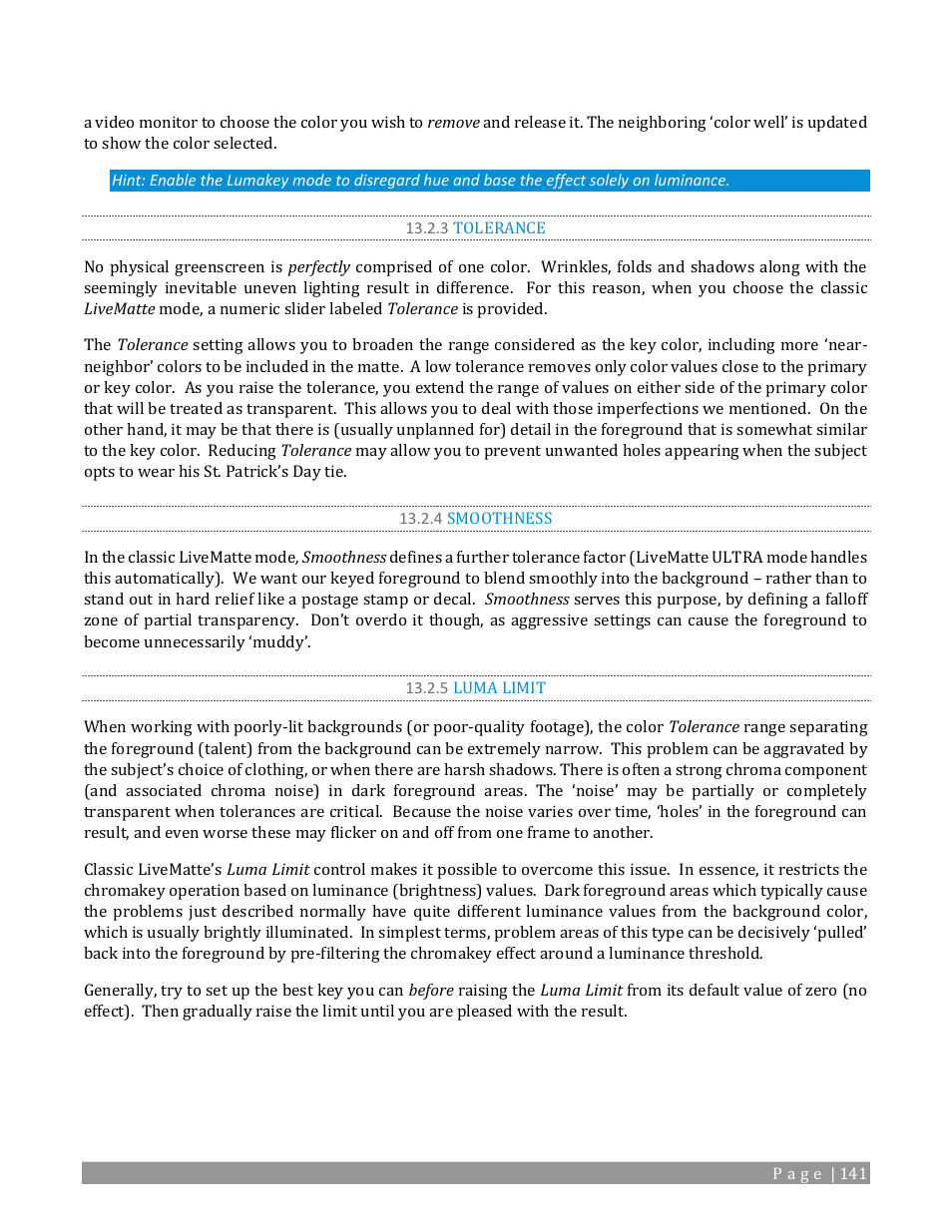 3 tolerance, 4 smoothness, 5 luma limit | NewTek TriCaster 2 Elite (3 RU) User Manual | Page 159 / 318