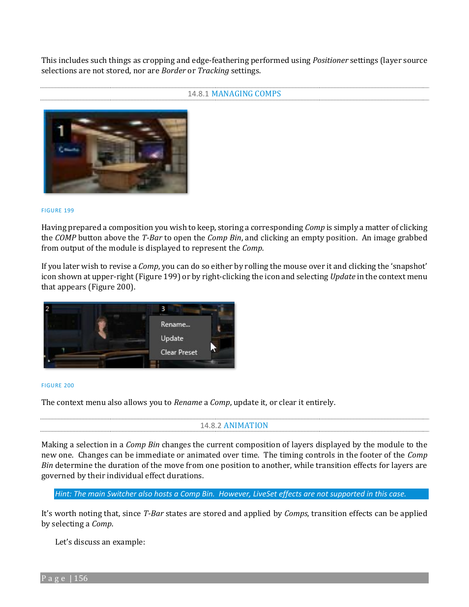 1 managing comps, 2 animation | NewTek TriCaster 2 Elite (3 RU) User Manual | Page 174 / 318