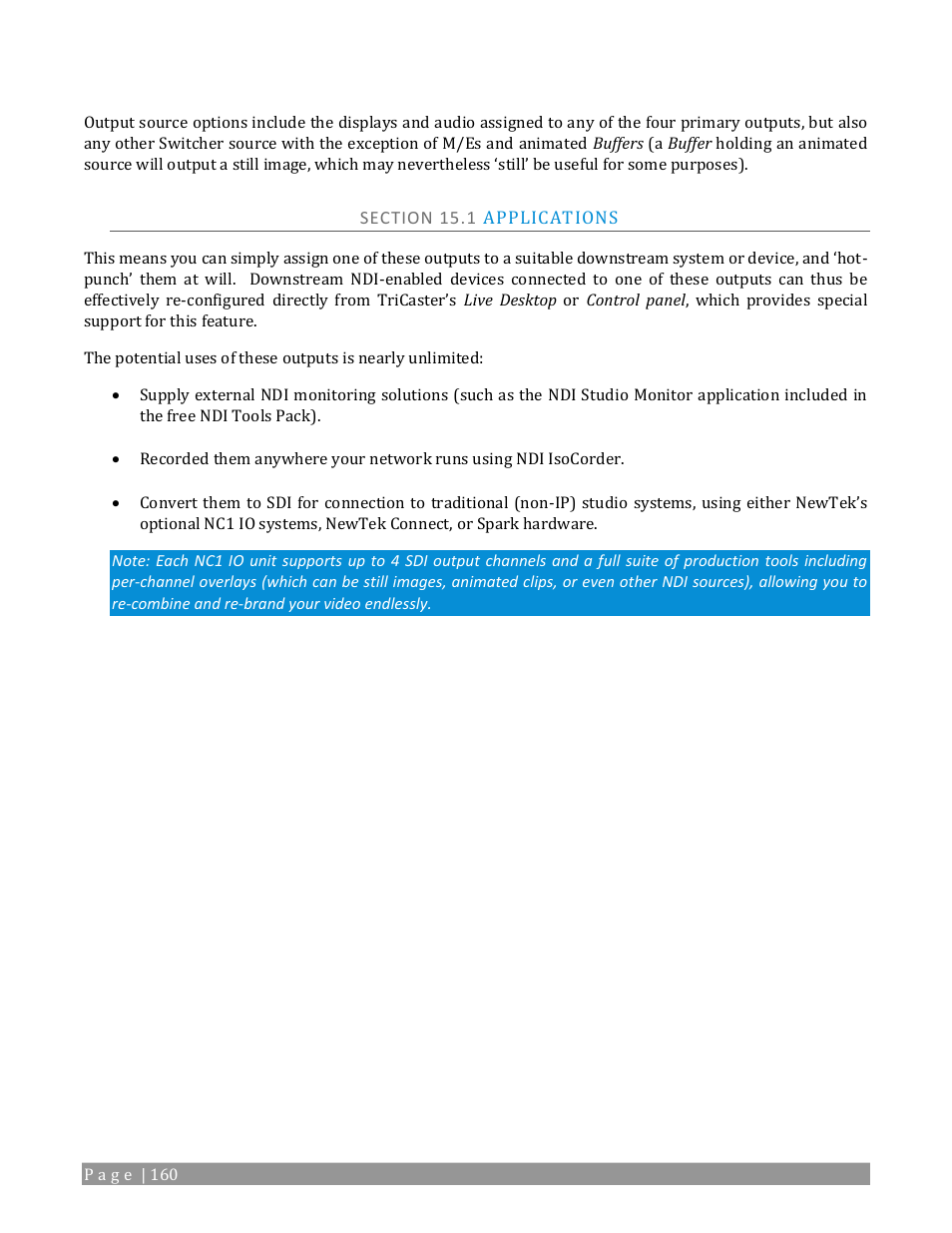 Section 15.1 applications | NewTek TriCaster 2 Elite (3 RU) User Manual | Page 178 / 318