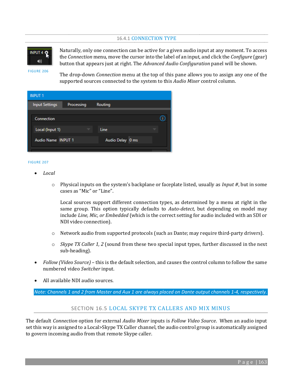 1 connection type, Section 16.5 local skype tx callers and mix minus | NewTek TriCaster 2 Elite (3 RU) User Manual | Page 181 / 318