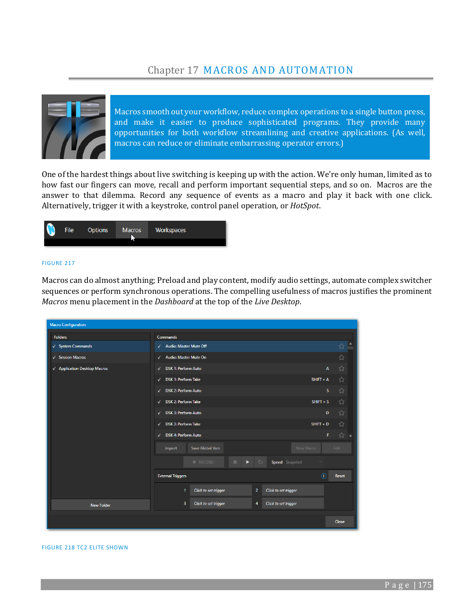 Chapter 17, Macros and automation, Chapter 17 macros and automation | NewTek TriCaster 2 Elite (3 RU) User Manual | Page 193 / 318