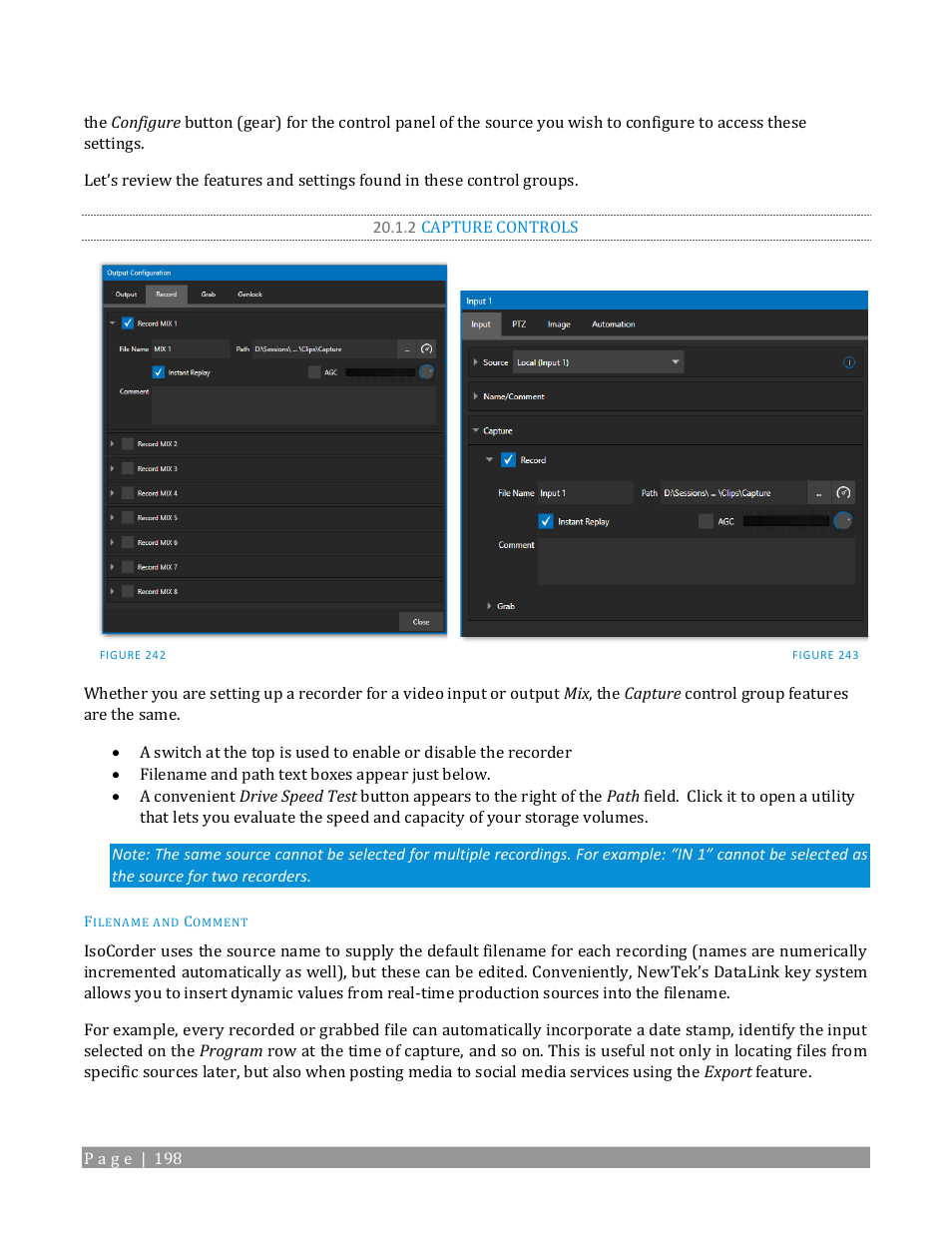 2 capture controls, N 20.1.2 | NewTek TriCaster 2 Elite (3 RU) User Manual | Page 216 / 318