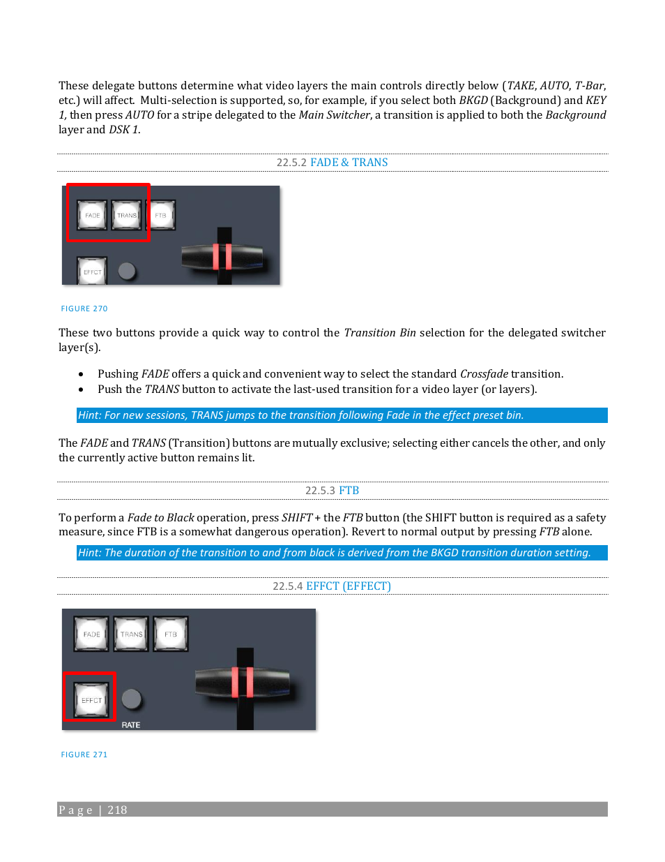 2 fade & trans, 3 ftb, 4 effct (effect) | NewTek TriCaster 2 Elite (3 RU) User Manual | Page 236 / 318