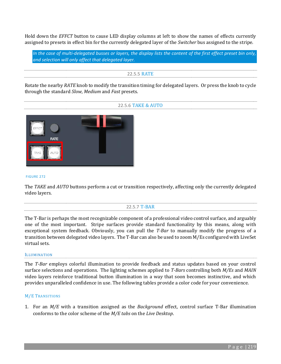 5 rate, 6 take & auto, 7 t-bar | NewTek TriCaster 2 Elite (3 RU) User Manual | Page 237 / 318